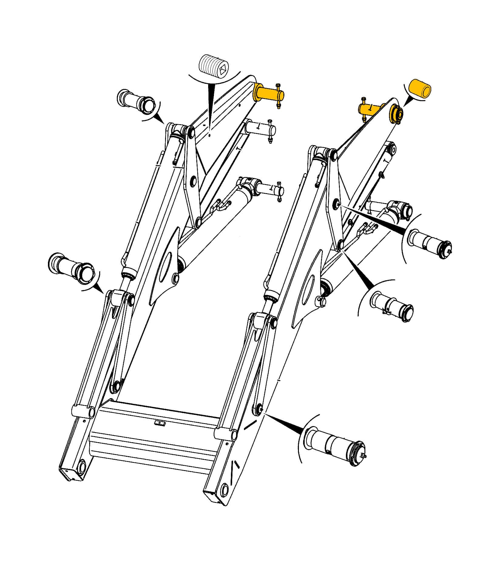 Крепление стрелы погрузчика к раме