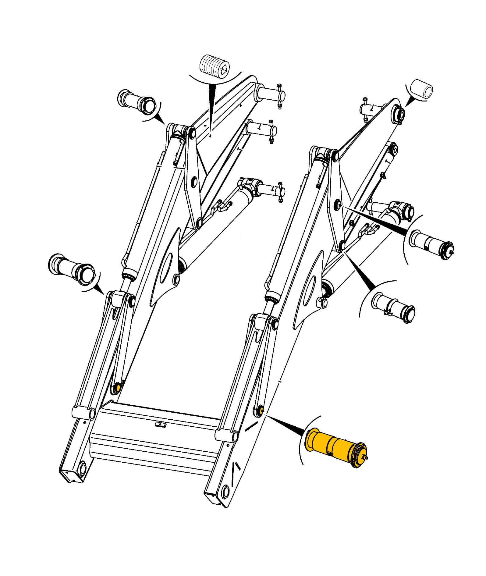 Крепление шарнира погрузчика к стреле погрузчика